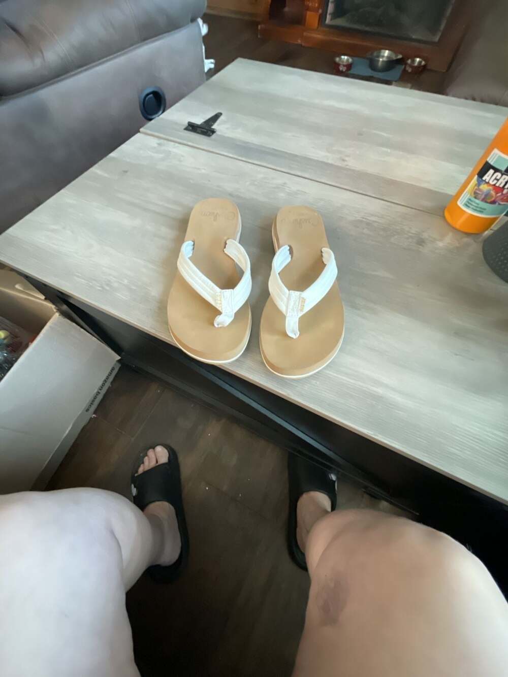 Reef Cushion Breeze Thong Sandals White Tan